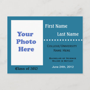 Blue university graduation announcement
