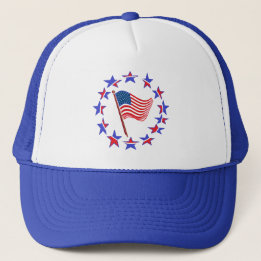 Blue USA Flag Patriotic Cap. Trucker Hat