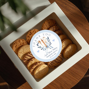 Blue Utensils Cooking Bakery Thank you  Classic Round Sticker