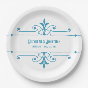 Blue v2 Fancy Ornamental Paper Plates
