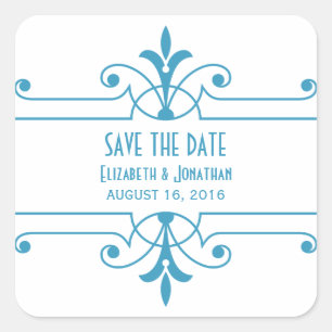 Blue v2 Fancy Ornamental Save the Date Stickers