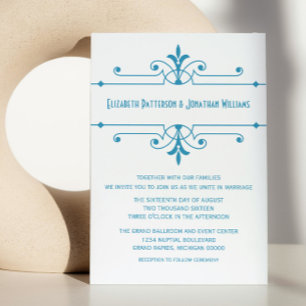 Blue v2 Fancy Ornamental Wedding Invite