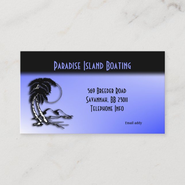 Blue Vacation / Travel Business Card (Front)
