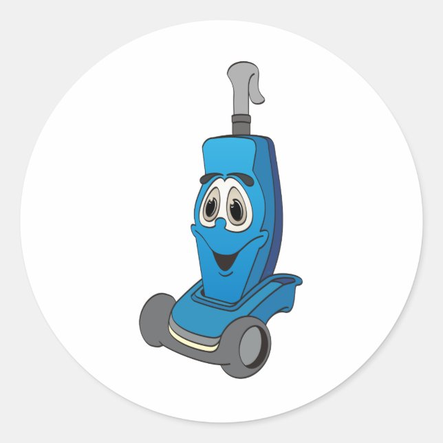 Blue Vacuum Cleaner Classic Round Sticker (Front)
