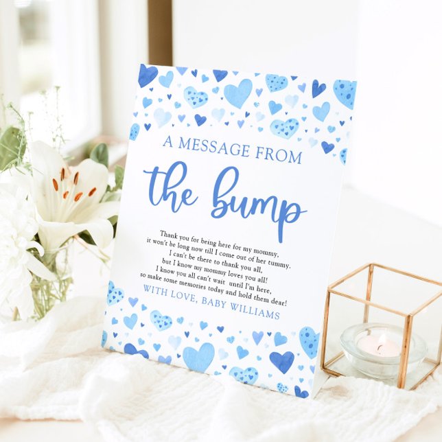 Blue Valentine A Message From The Bump Baby Shower Pedestal Sign (Creator Uploaded)