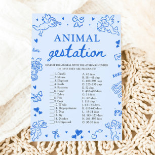 Blue Valentine Animal Gestation Baby Shower Game Invitation