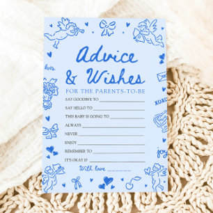 Blue Valentine Baby Shower Advice and Wishes Game Invitation