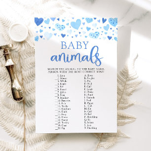 Blue Valentine Baby Shower Baby Animals Game Invitation