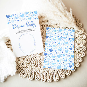 Blue Valentine Baby Shower Draw the Baby Game Invitation