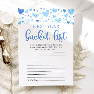 Blue Valentine Baby Shower First Year Bucket List Invitation
