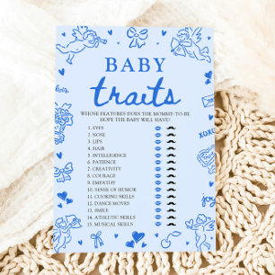 Blue Valentine Baby Traits Baby Shower Game Invitation