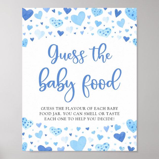 Blue Valentine Guess the Baby Food Baby Shower Poster (Front)