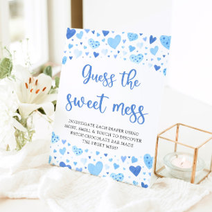 Blue Valentine Guess the Sweet Mess Baby Game Pedestal Sign