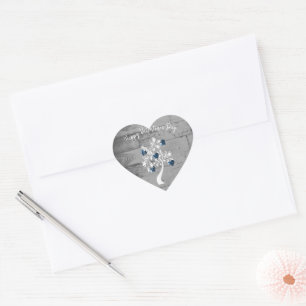 Blue Valentine Hearts Tree Sticker