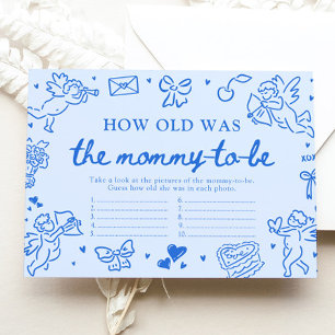 Blue Valentine How Old Was Mommy Baby Shower Game Enclosure Card