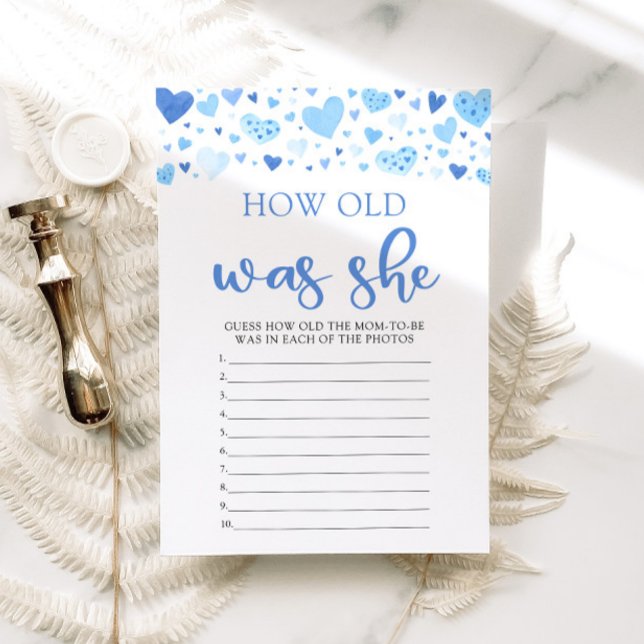 Blue Valentine How Old Was She Baby Shower Game Invitation (Creator Uploaded)