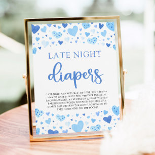 Blue Valentine Late Night Diapers Baby Shower Poster