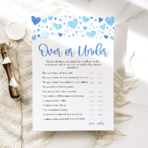 Blue Valentine Over or Under Baby Shower Game Invitation