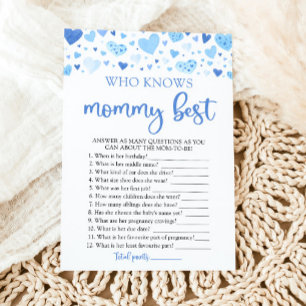 Blue Valentine Who Knows Mummy Best Baby Shower Invitation