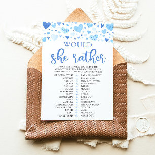 Blue Valentine Would She Rather Baby Shower Game Invitation