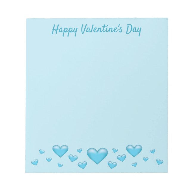 Blue Valentine's Day Hearts & Custom Text Notepad (Front)