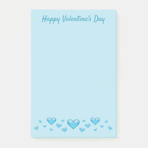 Blue Valentine's Day Hearts & Custom Text Post-it Notes