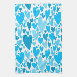 Blue Valentine's hearts Kitchen Towel