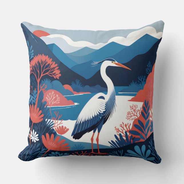 blue valley heron pillow (Front)