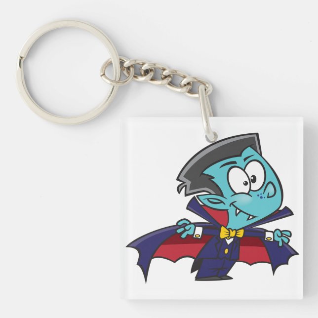 Blue Vampire Boy with Cape Cute Dracula Key Ring (Front)