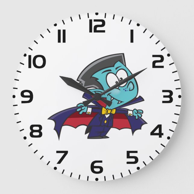 Blue Vampire Boy with Cape Cute Dracula Large Clock (Front)
