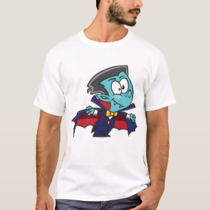 Blue Vampire Boy with Cape Cute Dracula T-Shirt