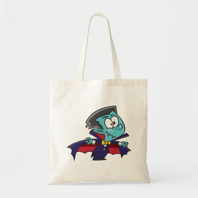 Blue Vampire Boy with Cape Cute Dracula Tote Bag (Front)