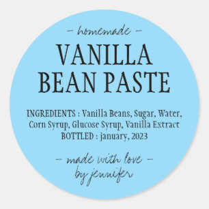 Blue Vanilla Bean Paste Bottle Homemade extract Classic Round Sticker