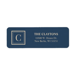 Blue & Vanilla Framed Monogram Return Address