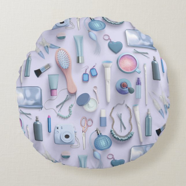 Blue Vanity Table Round Cushion (Front)