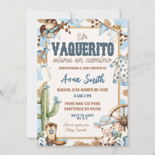 Blue Vaquerito Spanish Baby Shower Invitation