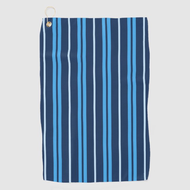 Blue Variable Width Vertical Stripes Golf Towel (Front)