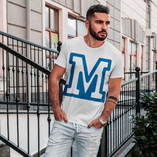 Blue Varsity Letter M Monogram T-Shirt (Creator Uploaded)