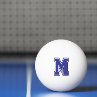 Blue Varsity Monogram Ping Pong Ball