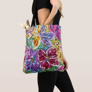 Blue Vase Floral Tote Bag