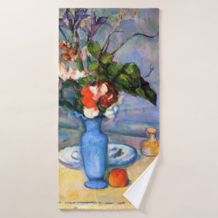 Blue Vase Flowers, Paul Cezanne Bath Towel