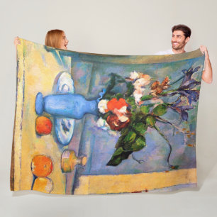 Blue Vase Flowers, Paul Cezanne Fleece Blanket