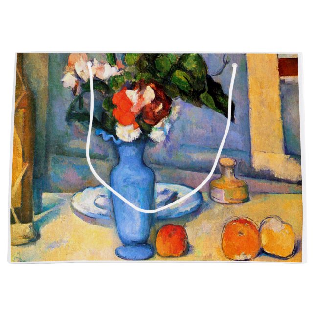 Blue Vase Flowers, Paul Cezanne Large Gift Bag (Front)
