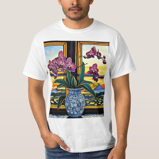 Blue vase with Orchids 2 T-Shirt (Front)