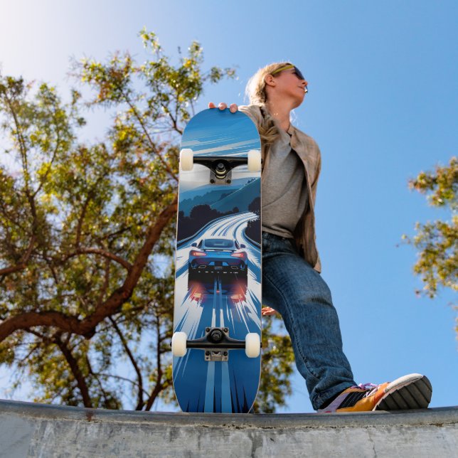 Blue Vehicle Skateboard on Wet Road (Outdoor 1)