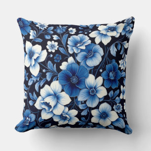 blue velvet blooms pillow
