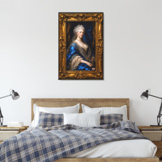 Blue Velvet Gilded Portrait Of Odette Morelle Canvas Print