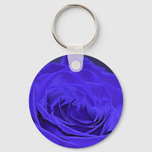 Blue Velvet Rose Key Ring