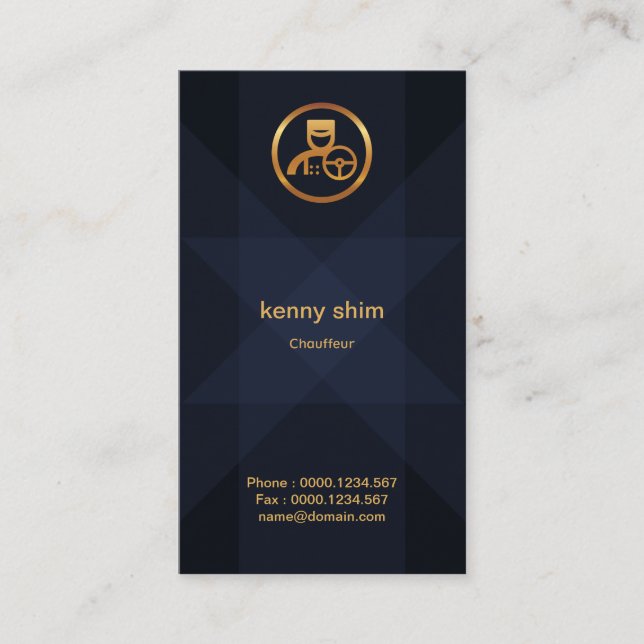 Blue Velvet Star Geometric Crisscross Chauffeur Business Card (Front)