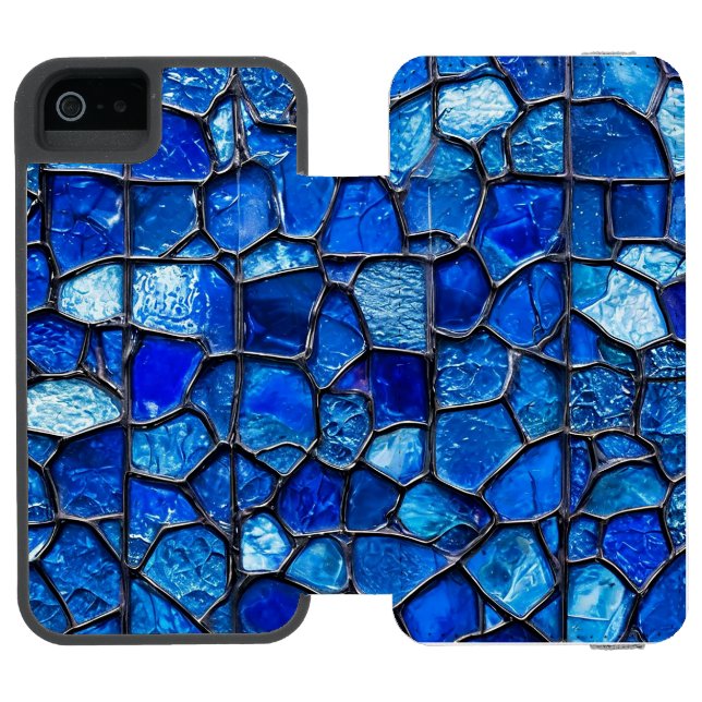 Blue Venetian glass pattern Incipio iPhone Wallet Case (Folio Open)